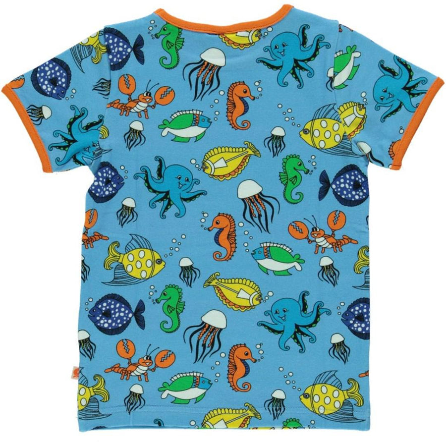 Småfolk - Fish Short Sleeved Top (Blue Grotto) (4-5 Years)