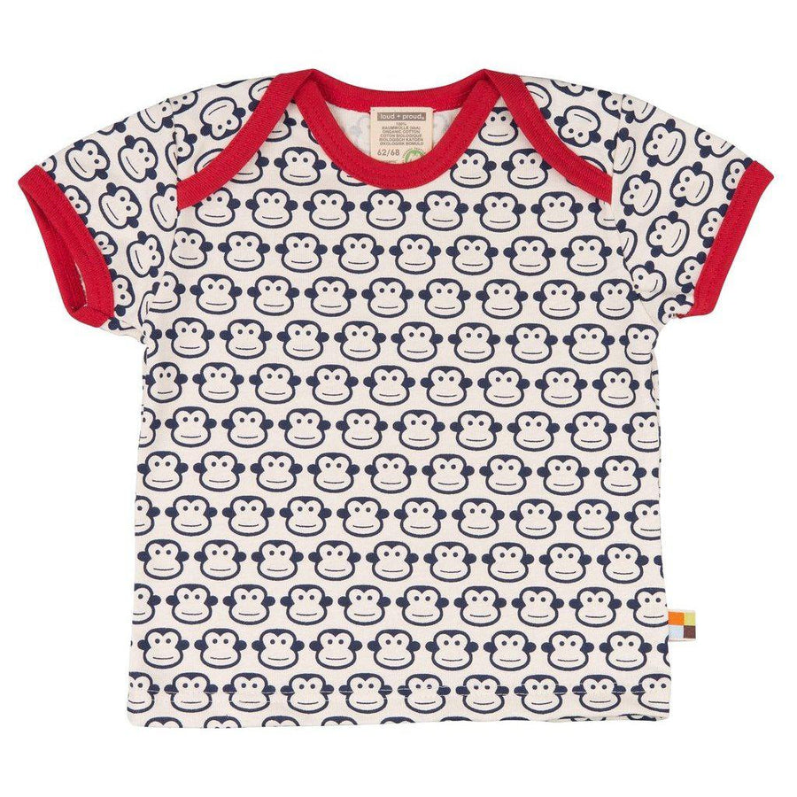 Loud + Proud - Navy Monkey Short Sleeved Top (5-6 Years)